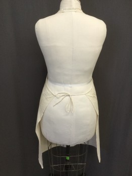 N/L, Off White, Cotton, Solid, Twill, Spaghetti Strap Back Waist Tie, Attached Neck Strap, 2 Pockets, Aged