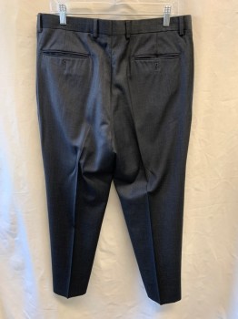 Mens, Suit, Pants, ALFANI, Black, Gray, Wool, Polyester, Plaid, 29, 34/, Side Pockets, Zip Front, Flat Front