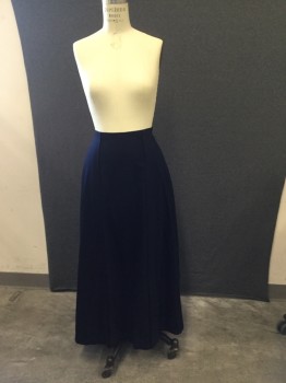 Mto, Navy Blue, Wool, Solid, Day Skirt Gaberdine, Panelled with Hook and Eye Closure at Back Right Waist,