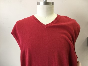 Mens, Sweater Vest, JOS A BANK, Red, Cotton, Solid, XXL, V-neck, Pull On,