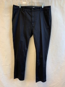 GBG, Black, Cotton, Spandex, Solid, Flat Front, 4 Pockets, Zip Fly, Belt Loops