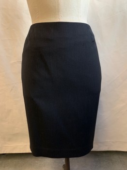 Womens, Skirt, Knee Length, ANNE KLEIN, Charcoal Gray, Wool, Lycra, Solid, W 42, 18, Pencil, Zip Back, Drop Inverted Pleat Back