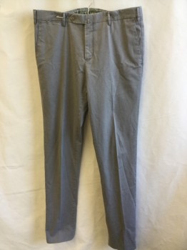 Mens, Slacks, MADRAS, Gray, Cotton, Elastane, Solid, 36/36, 1.5" Waistband with Belt Hoops, Flat Front, Zip Front, 5 Pockets