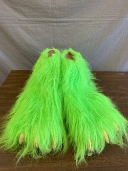 Unisex, Piece 4, MTO, Neon Green, Dk Brown, Synthetic, Rubber, Solid, Faux Fur, Spat with Elastic Straps