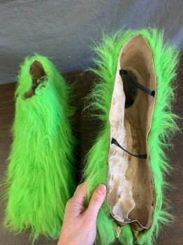 MTO, Neon Green, Dk Brown, Synthetic, Rubber, Solid, Faux Fur, Spat with Elastic Straps