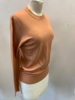 Womens, Pullover, SUNSPEL, Terracotta Brown, Wool, Solid, 8, Long Sleeves, Crew Neck,