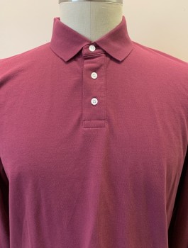 BONBOS, Maroon Red, Cotton, Solid, L/S, Collar Attached, 3 Buttons