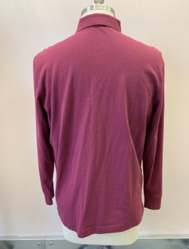 BONBOS, Maroon Red, Cotton, Solid, L/S, Collar Attached, 3 Buttons