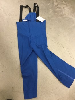 Unisex, Marching Band, Pants/Bibbers, FRUHAUF, Royal Blue, Polyester, Wool, Solid, 32, 36, Male Pants, Attached Black Suspenders, Blue Side Stripes