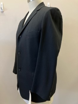 MONARCH, Black, Glen Plaid, C.A., Notched Lapel, SB. 3 Pckts, Back Vent