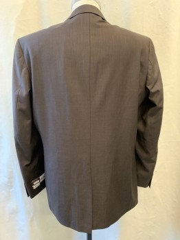 Mens, Suit, Jacket, PERRY ELLIS, Brown, Polyester, Rayon, Stripes - Vertical , 42R, Self Stripe, Notched Lapel, Single Breasted, Button Front, 2 Buttons, 3 Pockets