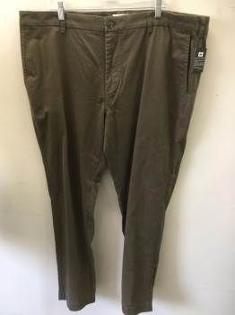 Mens, Casual Pants, JOSEPH ABBOUD, Brown, Cotton, 44/34, Flat Front, Twill Weave,