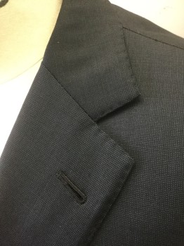 ERMENEGILDO ZEGNA, Black, Slate Blue, Wool, 2 Color Weave, Black and Dark Slate Blue Specked Weave (Overall Appears Charcoal), Single Breasted, Notched Lapel, 2 Buttons, 3 Pockets, Solid Navy Lining