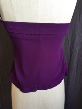 FOX 10, Purple, Silk, Solid, Strapless, Pleats Detail Work, Side Zip