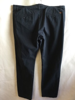 Mens, Casual Pants, DOCKERS, Black, Cotton, Solid, 38/31, 1.5" Waistband, Flat Front, Zip Front, 4 Pockets
