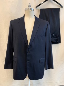 JOS A. BANKS, Black, Wool, Solid, Single Breasted, Collar Attached, Notched Lapel, 2 Buttons,  3 Pockets