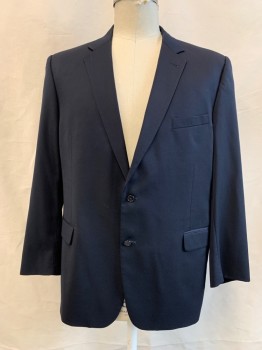 JOS A. BANKS, Black, Wool, Solid, Single Breasted, Collar Attached, Notched Lapel, 2 Buttons,  3 Pockets