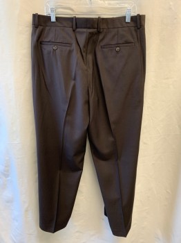 Mens, Suit, Pants, PERRY ELLIS, Brown, Polyester, Rayon, Stripes - Vertical , 29, 36, Side Pockets, Zip Front, Flat Front