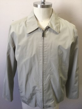 Mens, Casual Jacket, REACTION, Khaki Brown, Polyester, Solid, L, Zip Front, Collar Attached, 2 Zip Pockets