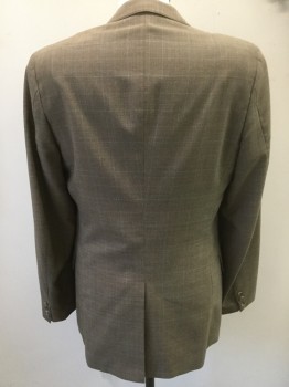 ANDRE VILLARD, Tan Brown, Brown, Orange, Lt Blue, Wool, Plaid - Tattersall, Single Breasted, 2 Buttons,  3 Pockets, Notched Lapel, Center Back Vent,