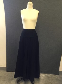 Mto, Black, Wool, Solid, Day Skirt. Panelled with Four Pleat Panel at Center Front, Hook & Eye Closure, Center Back,