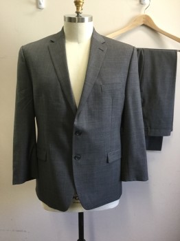 LAUREN RALPH LAUREN, Gray, Wool, Solid, Single Breasted, Notched Lapel, 2 Buttons,  3 Pockets