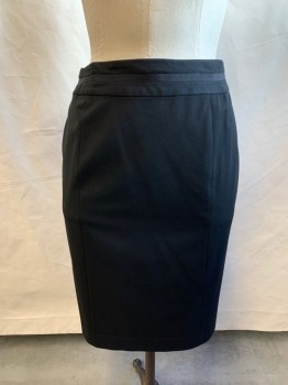 Womens, Skirt, Knee Length, NINE WEST, Black, Viscose, Polyester, Solid, 18W, 2.5" Waistband with Faille Ribbon Panel Center Stripe, Zip Back, Drop Inverted Pleat Back