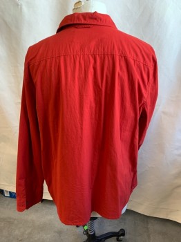 Mens, Casual Jacket, GOODFELLOW & CO, Red, Cotton, Solid, XXL, Collar Attached, Button Front, 4 Pockets, Long Sleeves, Heather Red Lining