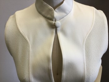 GUCCI, Cream, Rayon, Silk, Solid, Sleeveless, Collar Band, Key Hole Neck, Pull Over