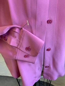 EQUIPMENT, Mauve Pink, Silk, Solid, Collar Attached, Button Front, Long Sleeves, Curved Hem