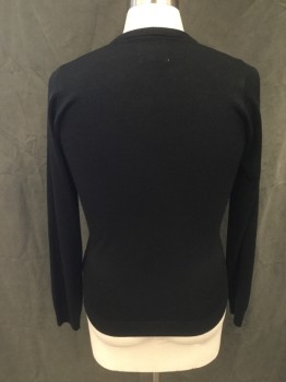 Mens, Pullover Sweater, M&S, Black, Acrylic, Solid, S, V-neck, Long Sleeves, V-neck, Ribbed Knit Neck/Waistband/Cuff