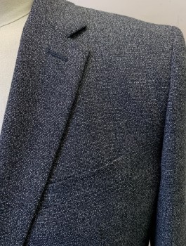 Mens, Suit, Jacket, REISS, Gray, Wool, 42R, Marled Weave, 2 Button , Flap Pocket, Single Vent
