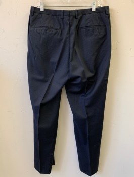 Mens, Suit, Pants, BOSS, Navy Blue, Wool, Stripes - Pin, 34/30, F.F, Slash Pockets,