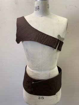N/L MTO, Brown, Nylon, Solid, Belt/Waistband: 6" Wide, Black Stitching, Large Hook and Eye Closures Set to 35" Waist, Could Be Let Out, Has Matching Harness /Strap (CF015156)