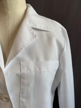 Unisex, Lab Coat Unisex, N/L, White, Polyester, Cotton, Solid, 36, Collar Attached, Long Sleeves, Button Front, 3 Pockets, Slits on Each Side
