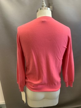 Mens, Pullover Sweater, BROOKS BROTHERS, Pink, Cashmere, Solid, M, L/S, V-N, Multiples