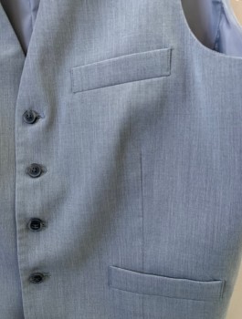 Mens, Suit, Vest, INC, Gray, Polyester, Rayon, Solid, 42, 5 Button, 3 Pocket