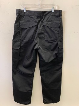 Tru Spec, Black, Polyester, Cotton, Solid, Tactical Pants, Side Pockets, Zip Front, 2 Cargo Pockets