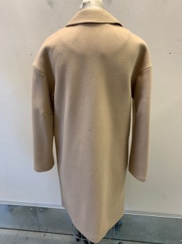 TOPSHOP, Camel Brown, Acrylic, Polyester, Solid, Single Breasted, 2 Pockets, 1 Snap To Close