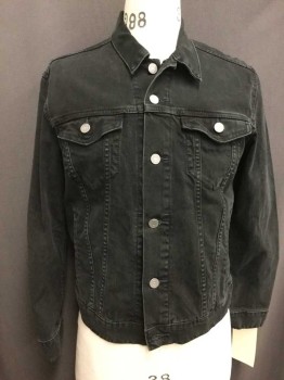 Mens, Casual Jacket, LEVI'S, Black, Cotton, Solid, M, Long Sleeves, Side Welt Pockets, Breast Pockets, Button Front, Collar Attached