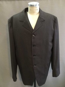 MTO, Black, Red, Brown, Wool, Stripes, Single Breasted, 4 Buttons, 2 Pockets, Collar Attached, Notched Lapel, Cuffs Let Out