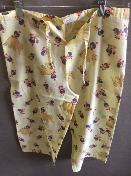Unisex, Pediatric Pj Bottoms, ANGELICA, Yellow, Red, Blue, Tan Brown, Polyester, Graphic, L, Clown & Elephant Graphic, Lacing/Ties Up Front, See Photo Attached,
