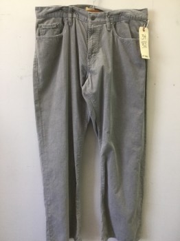Mens, Casual Pants, OLD NAVY, Lt Gray, Cotton, Solid, 32, 34, 5 + Pockets, Corduroy