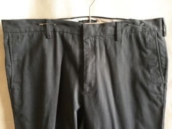 BANANA REPUBLIC, Warm Gray, Cotton, Solid, 1.5" Waistband, Flat Front, Zip Front, 4 Pockets