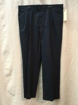 Mens, Casual Pants, NORDSTROM, Navy Blue, Cotton, Solid, 40/32, Navy, Dbl Pleated, Cuffed