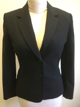 TAHARI, Black, Polyester, Rayon, Solid, Single Breasted, 2 Buttons,  Notched Lapel,
