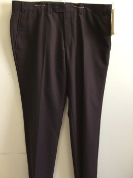 BAR III, Plum Purple, Polyester, Solid, Flat Front, 4 Pockets,