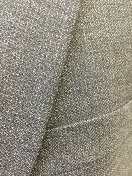 Mens, Suit, Jacket, VERSINI, Charcoal Gray, Gray, Wool, Solid, 34/30, 44 R, Charcoal and Grey Micro Weave, Double Breasted, Peaked Lapel, Pocket Flaps