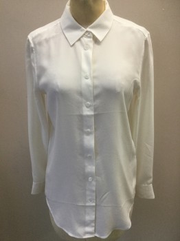 EQUIPMENT, Off White, Silk, Solid, Long Sleeves, Collar Attached, Button Front,