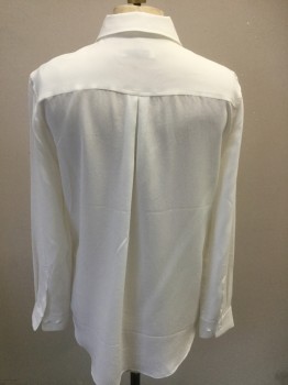 EQUIPMENT, Off White, Silk, Solid, Long Sleeves, Collar Attached, Button Front,